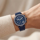 Midnight Navy Crystal Bezel Chronograph Watch – Statement Luxury Edition