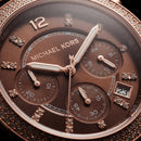 Rose Gold Crystal Bezel Brown Dial Chronograph Bracelet Watch