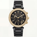 Black & Gold Crystal Chronograph Watch – Luxe Contrast Statement Edition