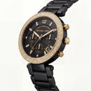 Black & Gold Crystal Chronograph Watch – Luxe Contrast Statement Edition