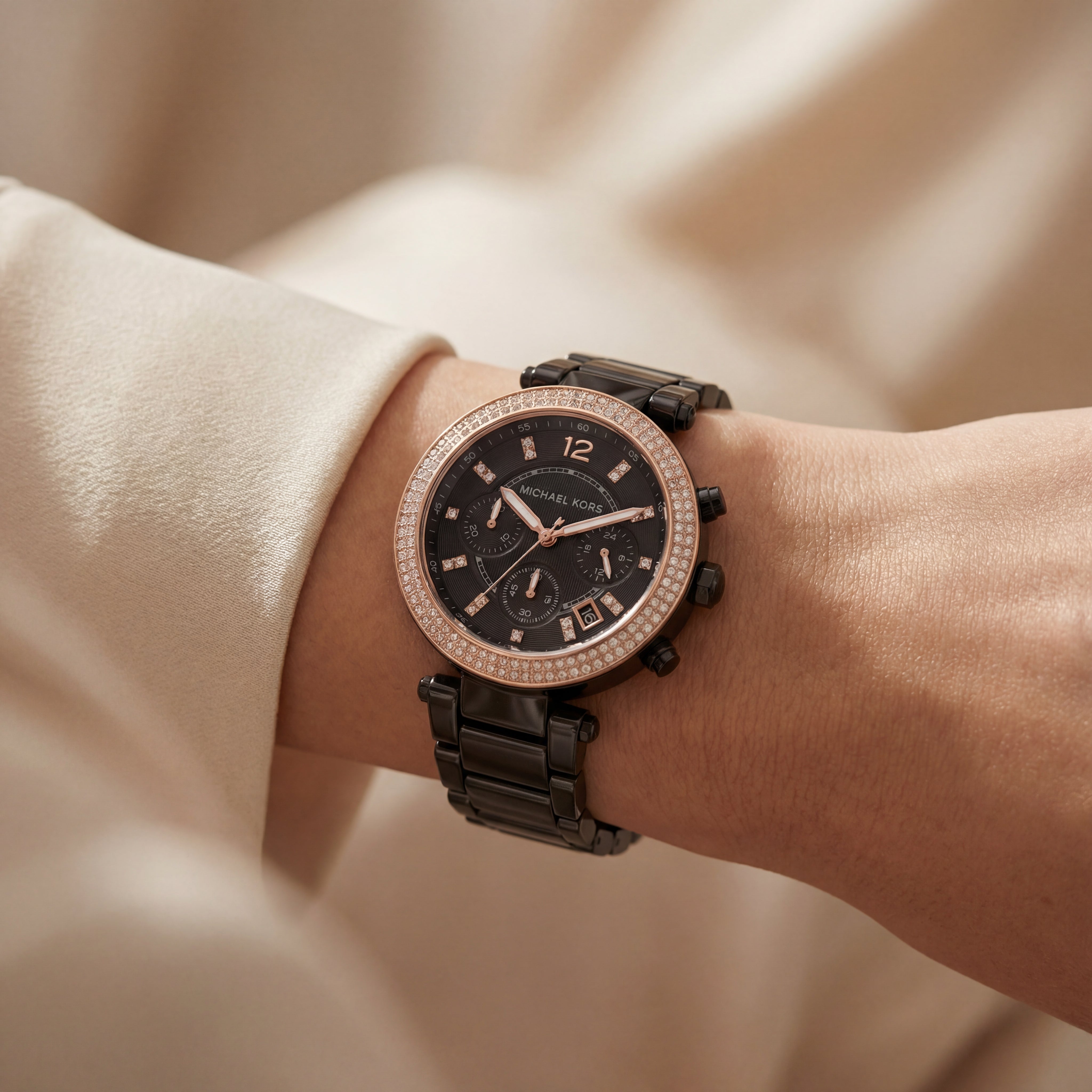 Midnight Rose Black Crystal Chronograph – Signature Luxe Edition