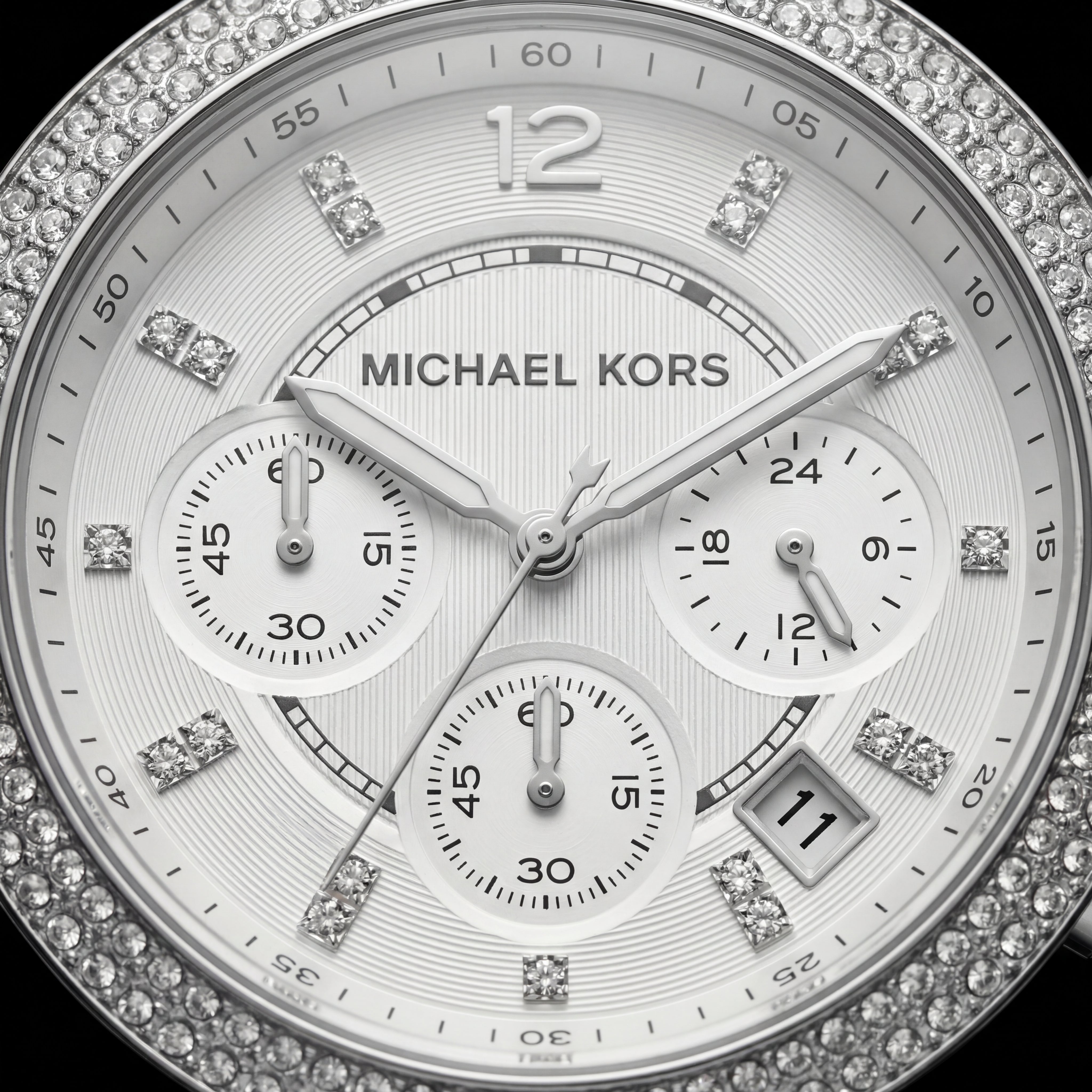Silver Ice Crystal Chronograph Watch – Diamond Glow Luxe Edition