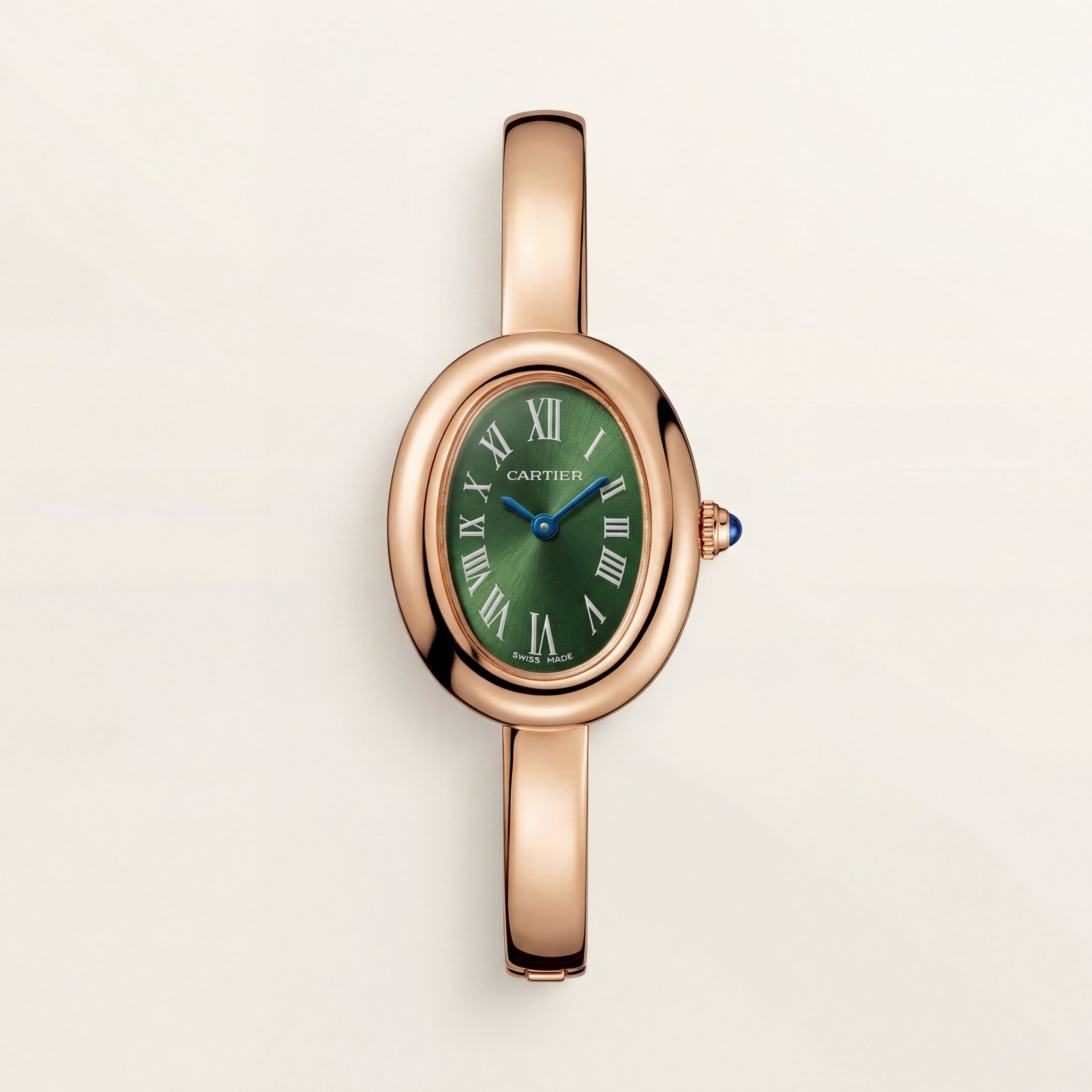 Emerald Oval Roman Dial Bangle Watch – Rose Gold Heritage Luxe Edition