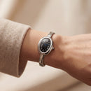 Midnight Oval Roman Dial Bangle Watch – Silver Heritage Luxe Edition