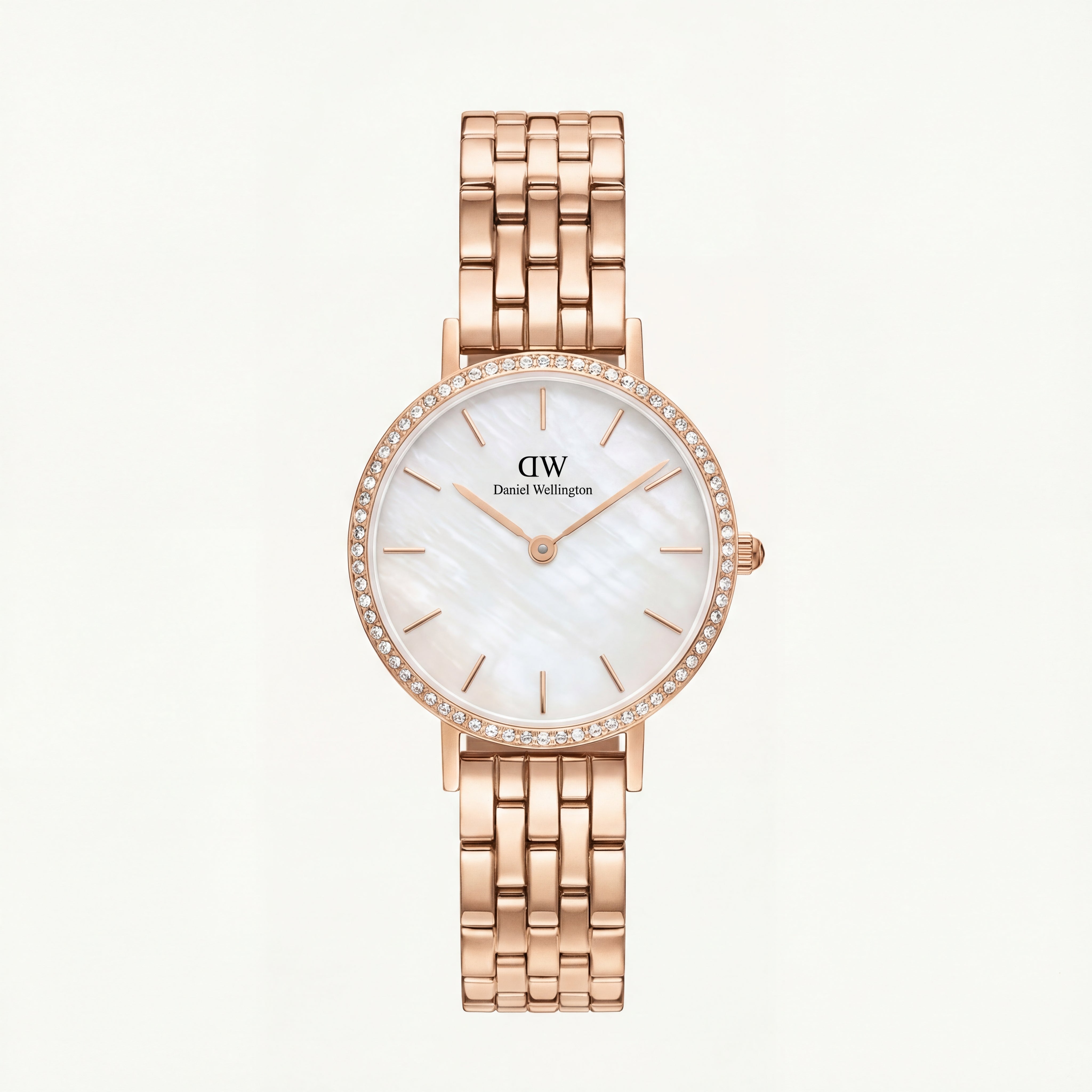 Blush Pearl Crystal Watch – Rose Gold Luxe Edition