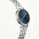 Midnight Blue Crystal Bezel Watch – Silver Radiance Edition