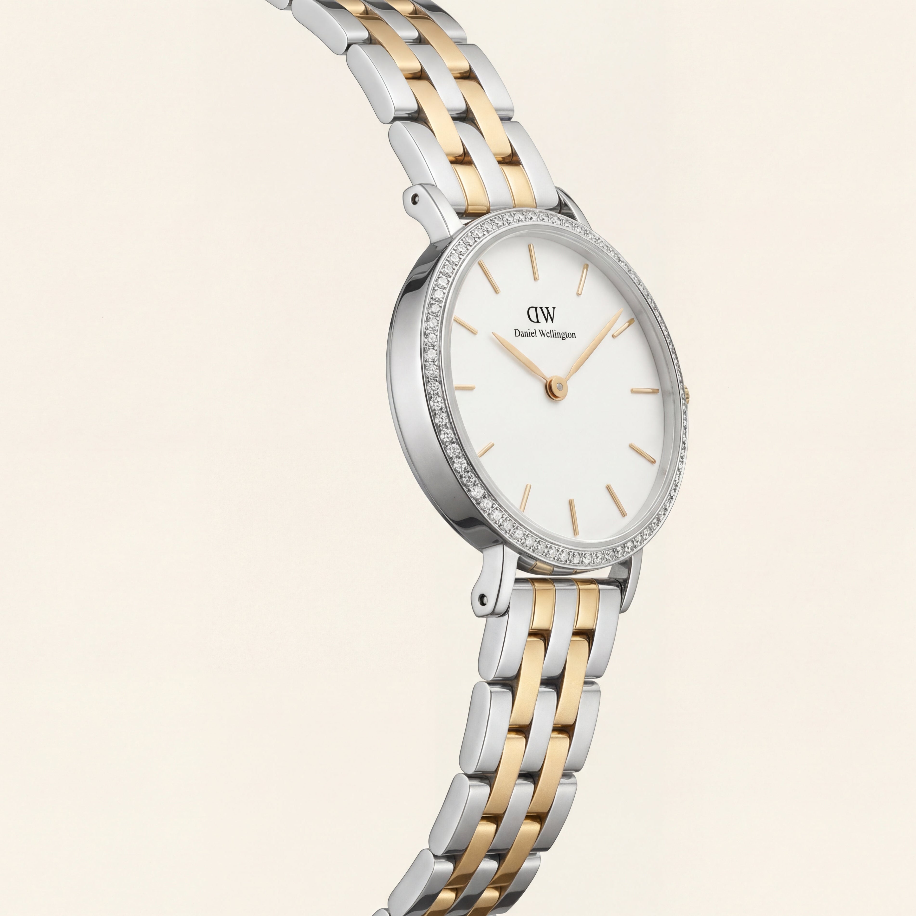 Ivory Crystal Bezel Two-Tone Watch – Slim Luxe Signature Edition