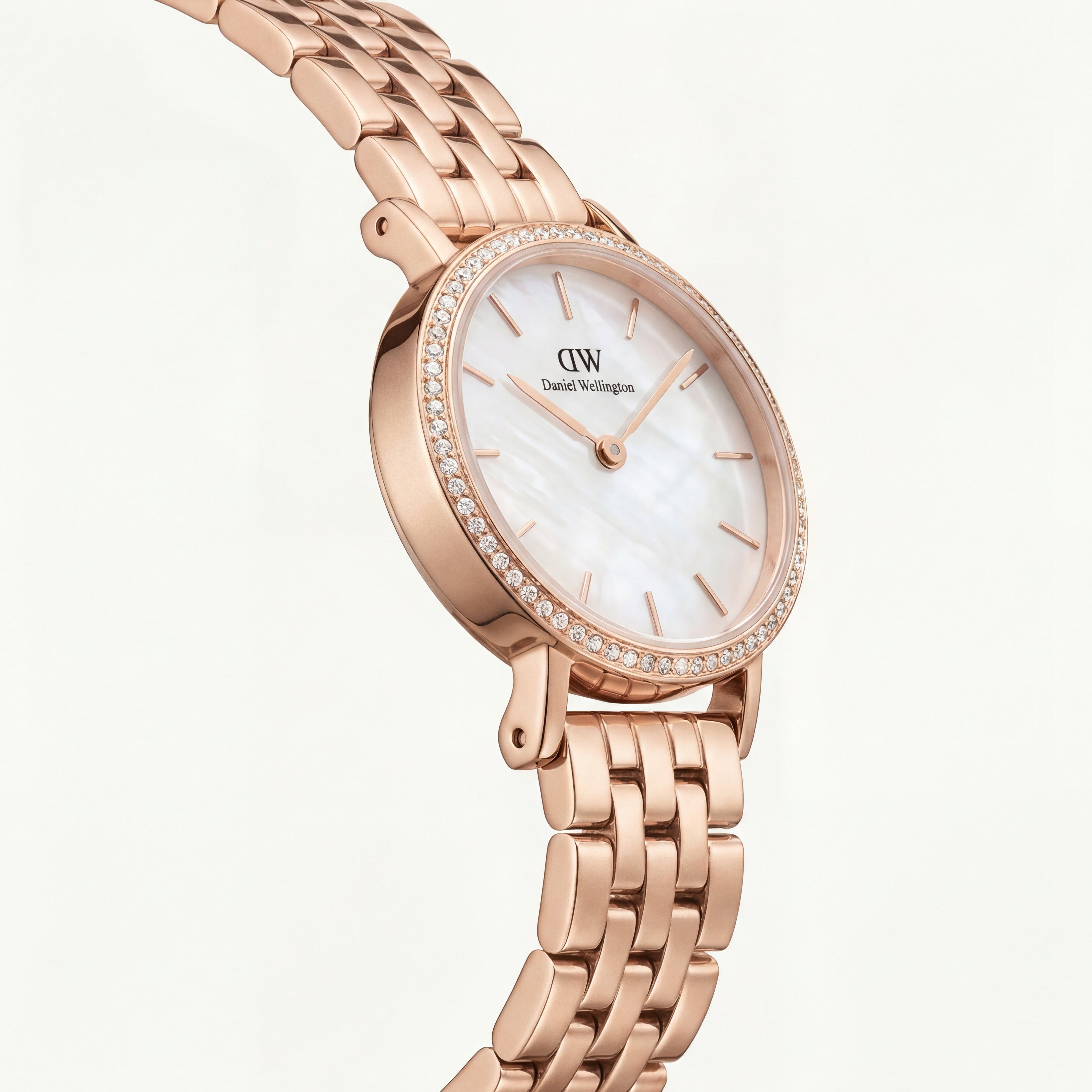 Blush Pearl Crystal Watch – Rose Gold Luxe Edition