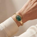Emerald Oval Roman Dial Bangle Watch – Gold Prestige Heritage Edition