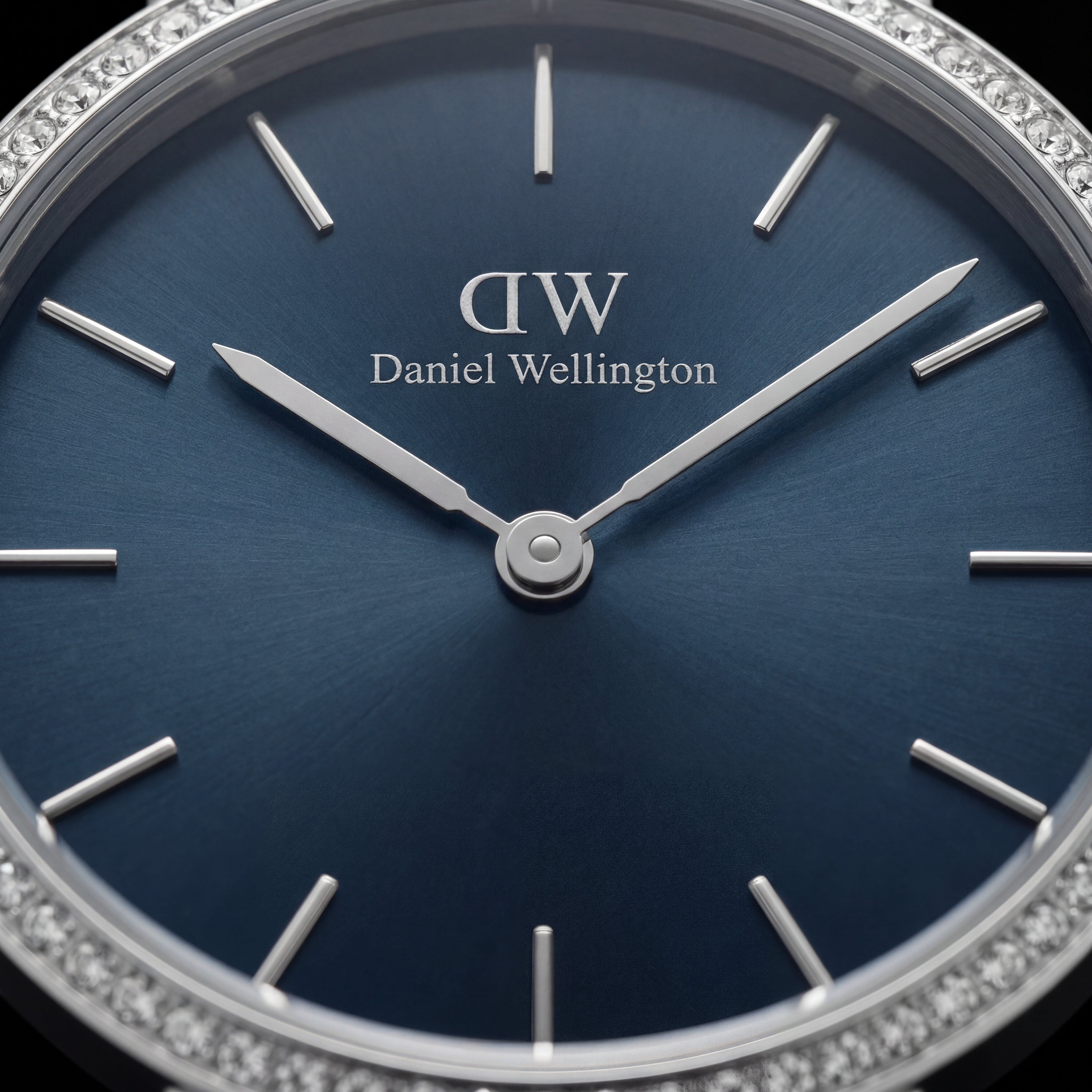 Midnight Blue Crystal Bezel Watch – Silver Radiance Edition