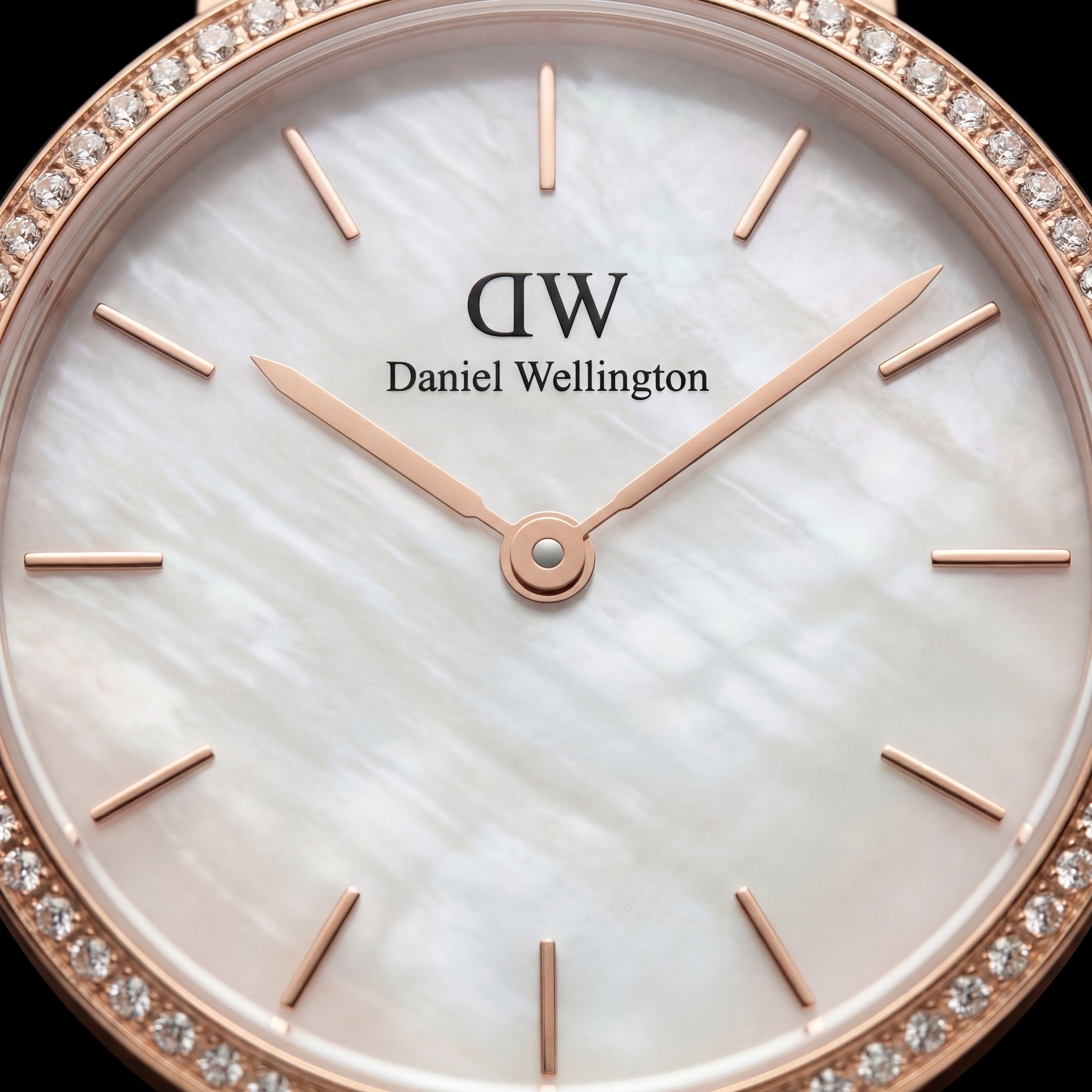 Blush Pearl Crystal Watch – Rose Gold Luxe Edition