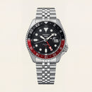 Black Dial Red-Black GMT Steel Watch