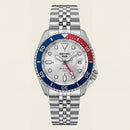 Silver Dial Pepsi GMT Automatic Steel Watch