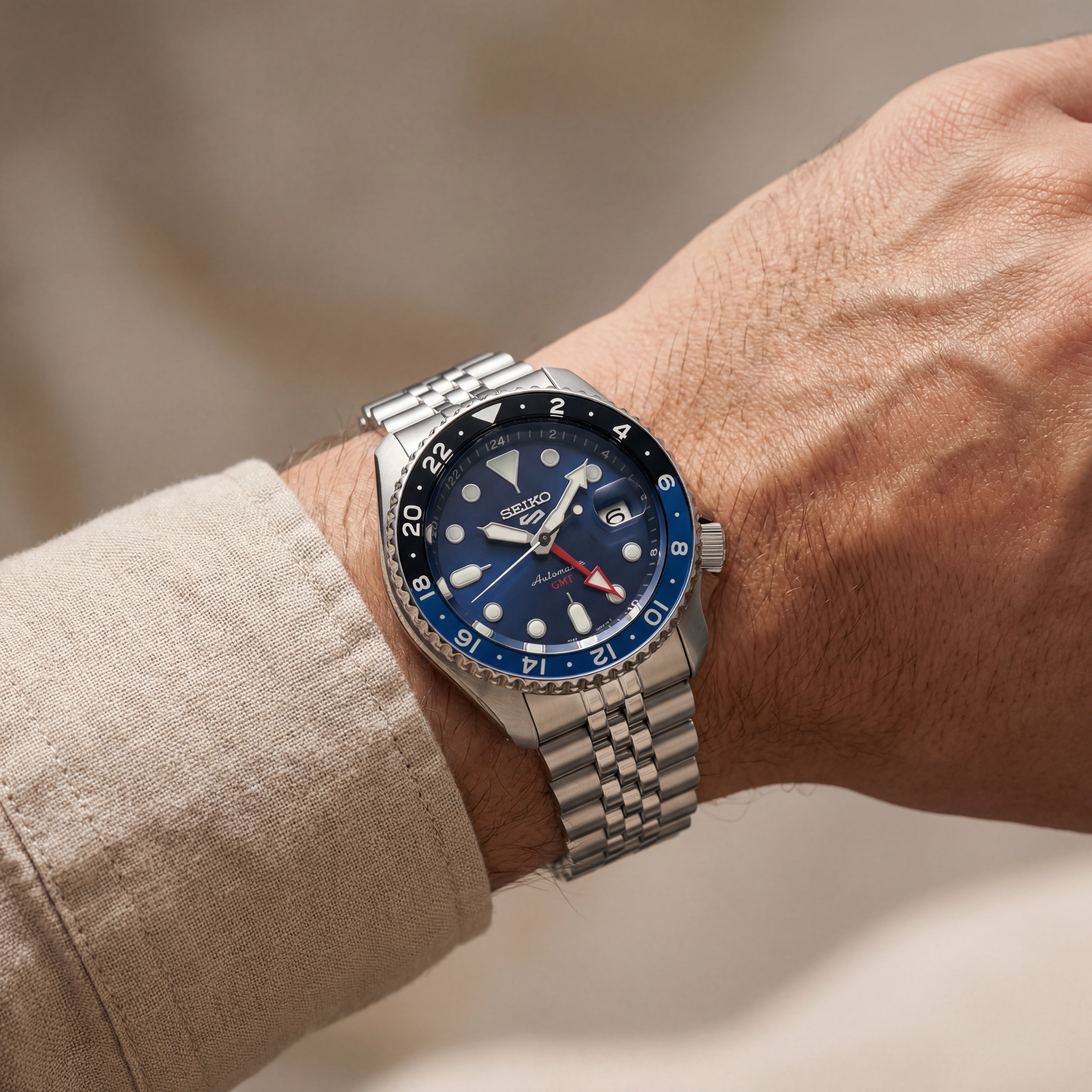 Ocean Blue GMT Automatic Steel Watch