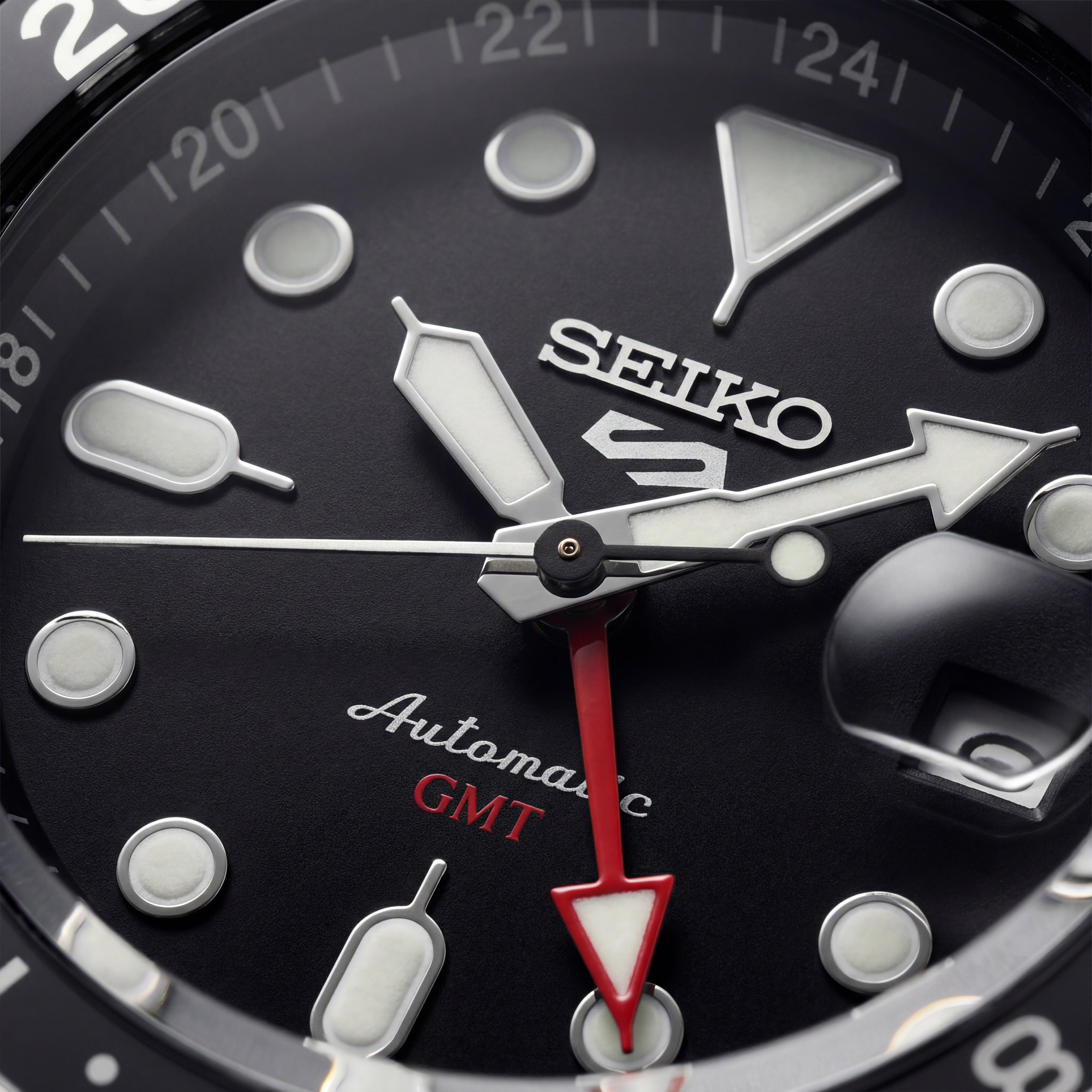 Black Dial Red-Black GMT Steel Watch