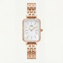 Pearl Rectangle Crystal Watch – Rose Gold Elegance Edition