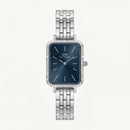 Midnight Blue Rectangle Crystal Watch – Silver Luxe Edition