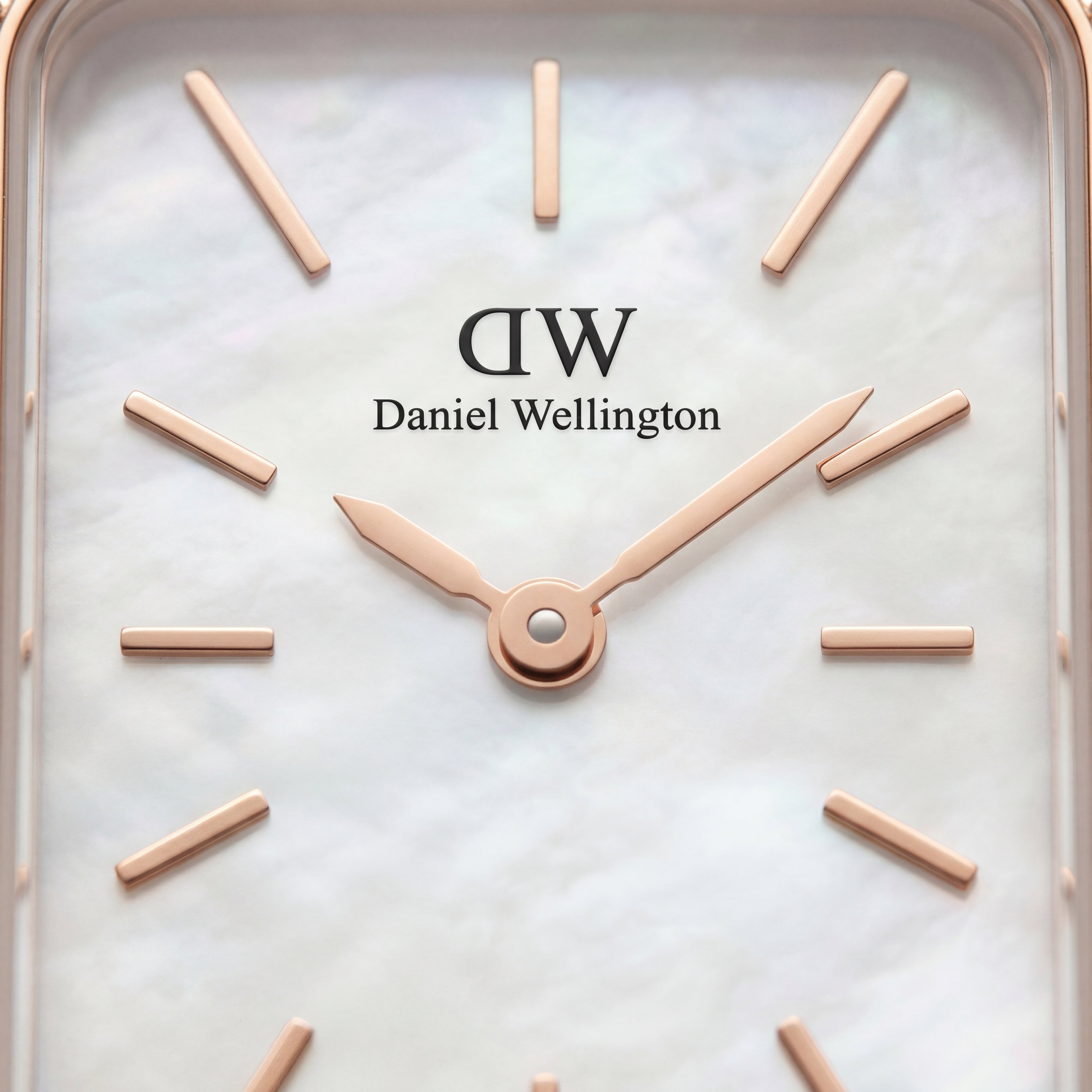 Pearl Rectangle Crystal Watch – Rose Gold Elegance Edition