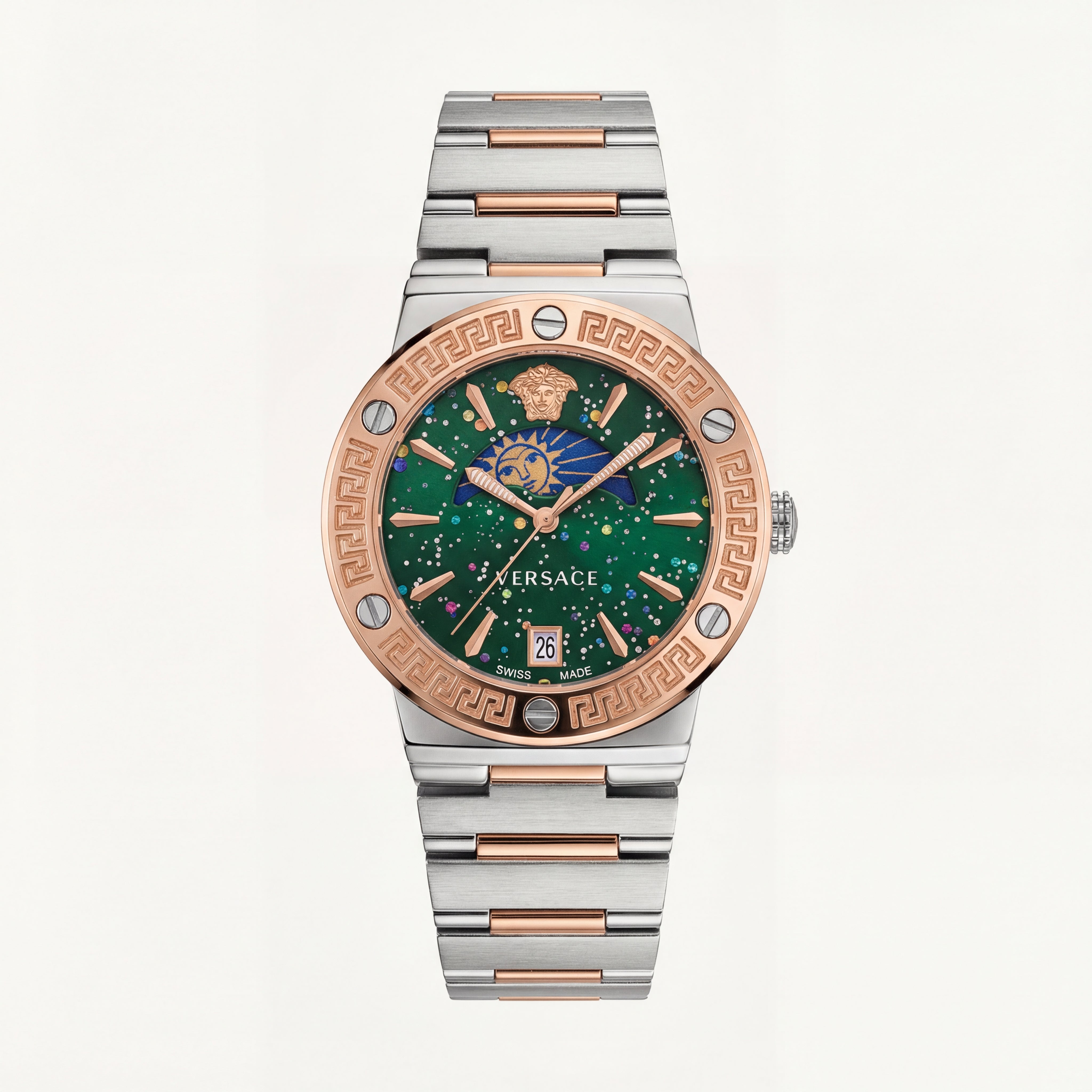 Medusa Emerald Two-Tone Watch – Rose Steel Signature Edition