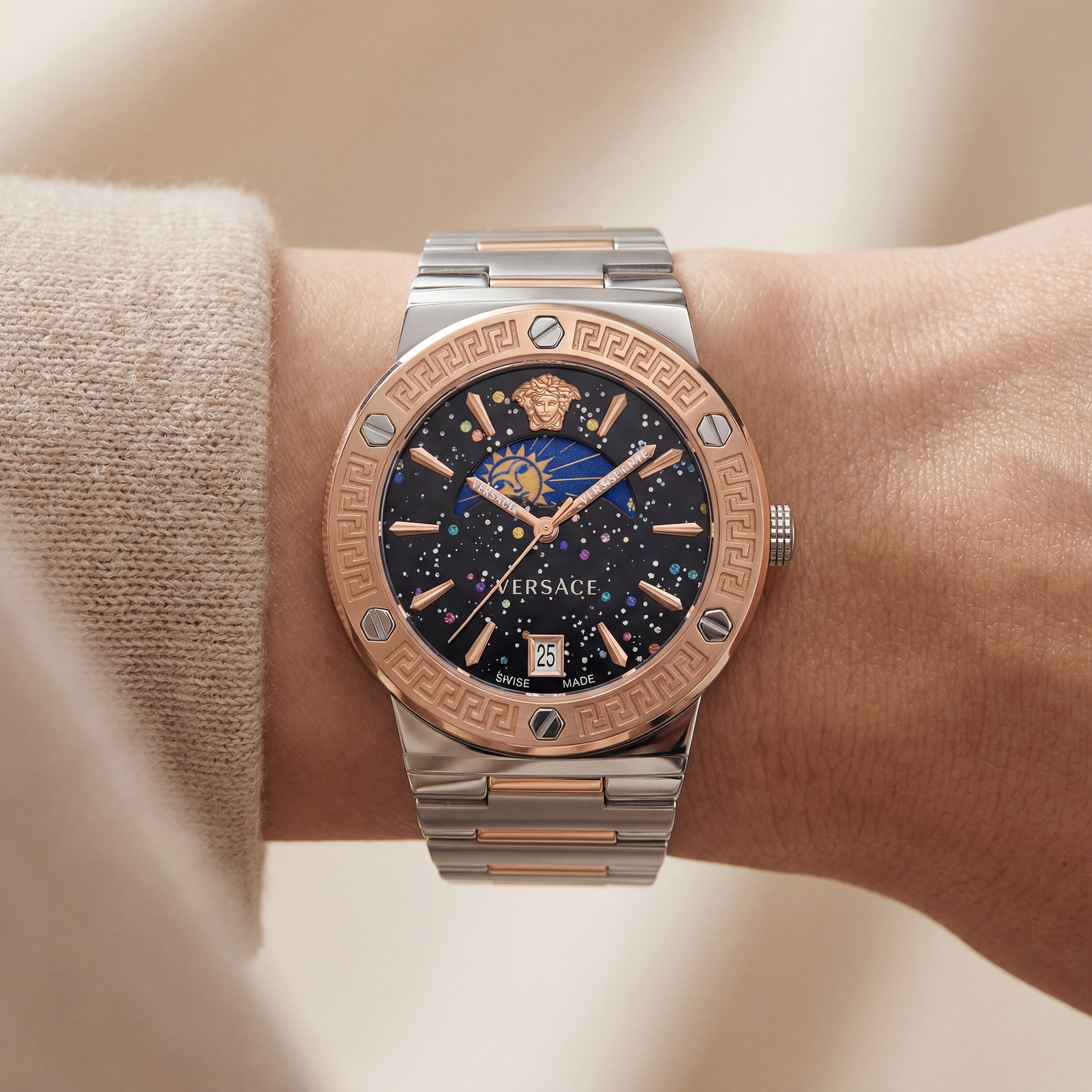 Medusa Midnight Two-Tone Watch – Rose Steel Signature Edition