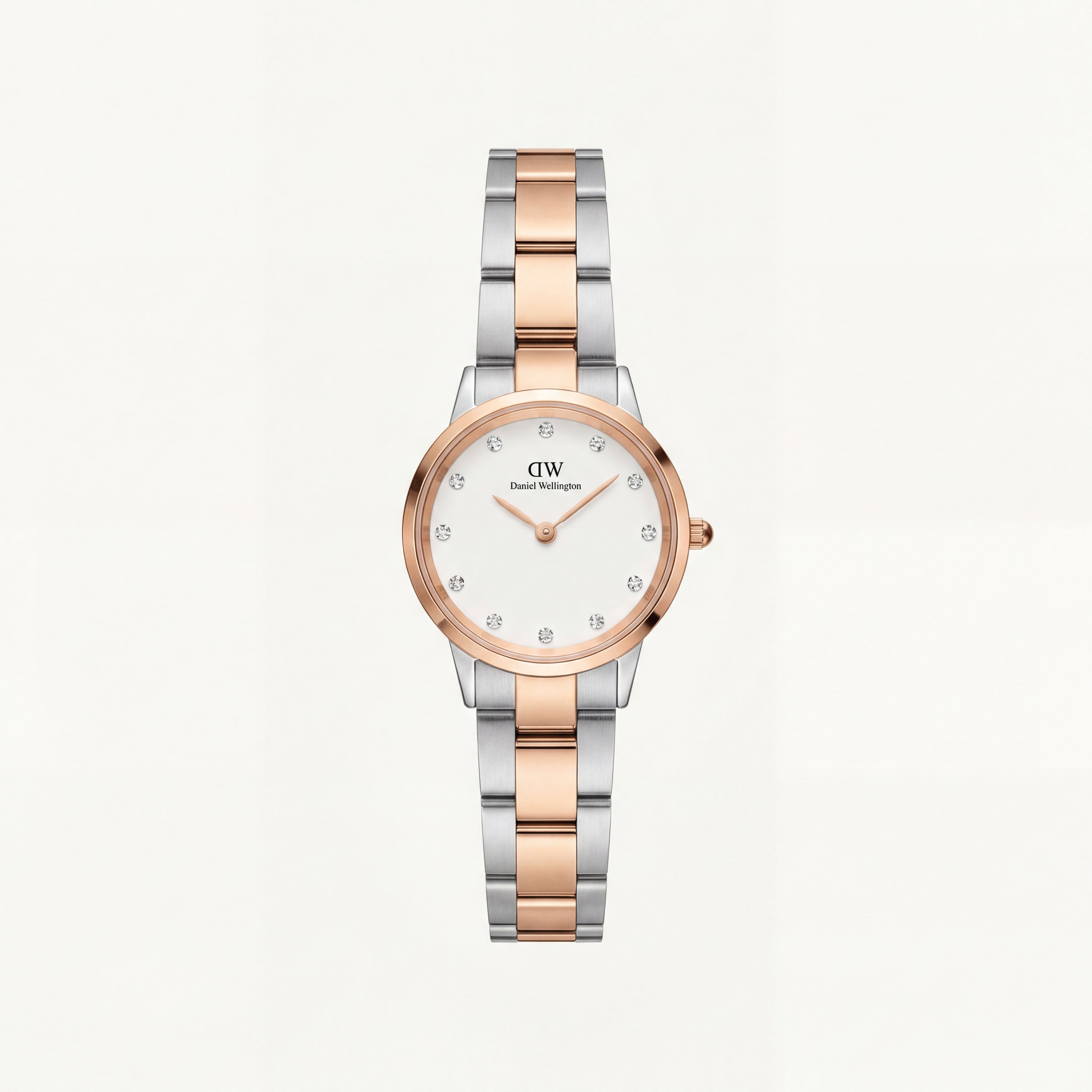 Crystal Two-Tone Elegance Watch – Rose Silver Minimal Edition