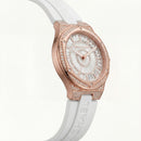 Crystal Halo Rose Gold Sport Watch – White Signature Strap Edition