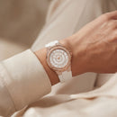 Crystal Halo Rose Gold Sport Watch – White Signature Strap Edition