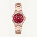 Rose Gold Crystal Bezel Watch – Ruby Red Luxe Edition