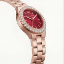 Rose Gold Crystal Bezel Watch – Ruby Red Luxe Edition