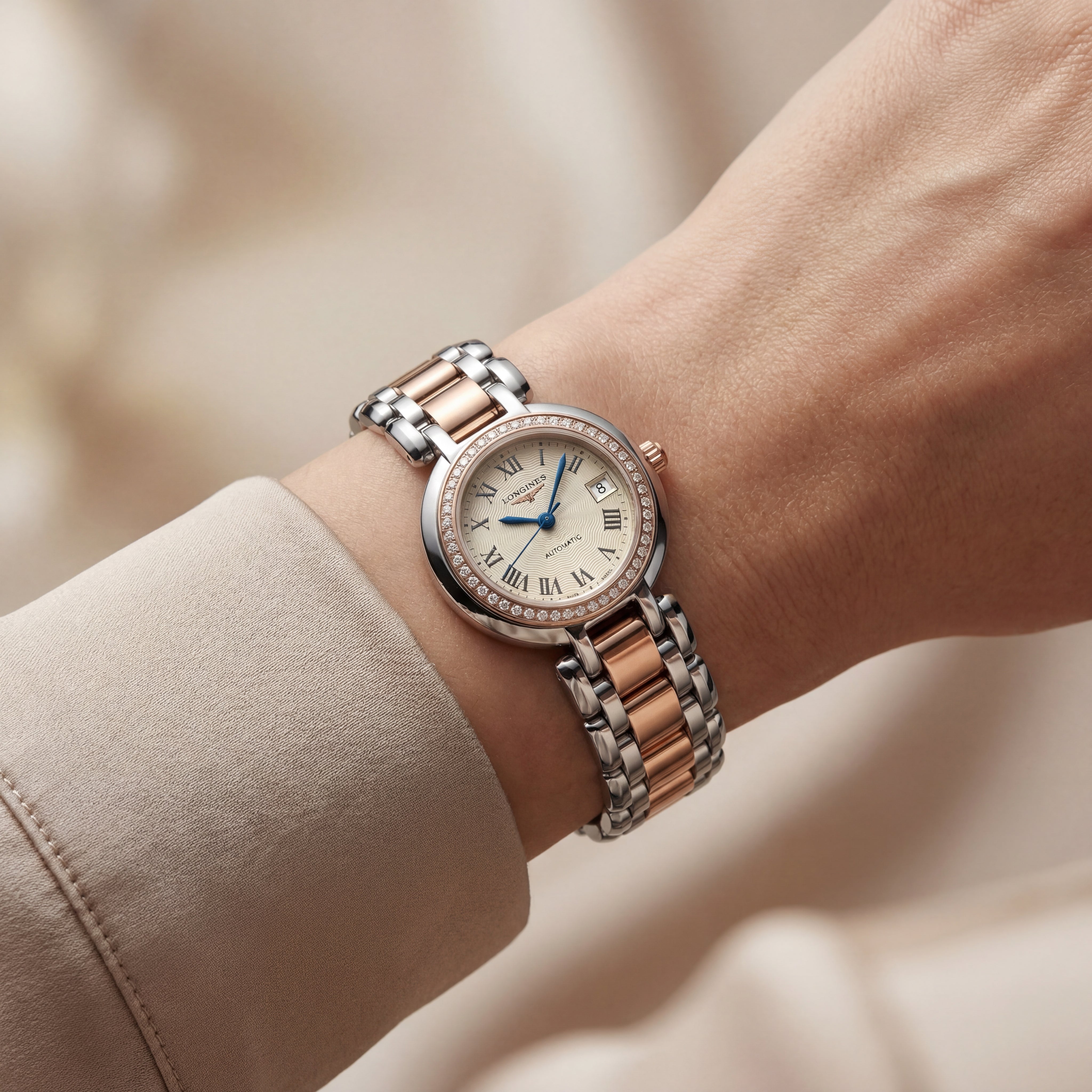 Two-Tone Diamond Bezel Watch – Heritage Roman Automatic Edition