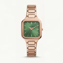 Rose Gold Square Watch – Emerald Minimal Luxe Edition