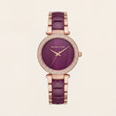 Royal Plum Crystal Watch – Rose Gold Glam Edition