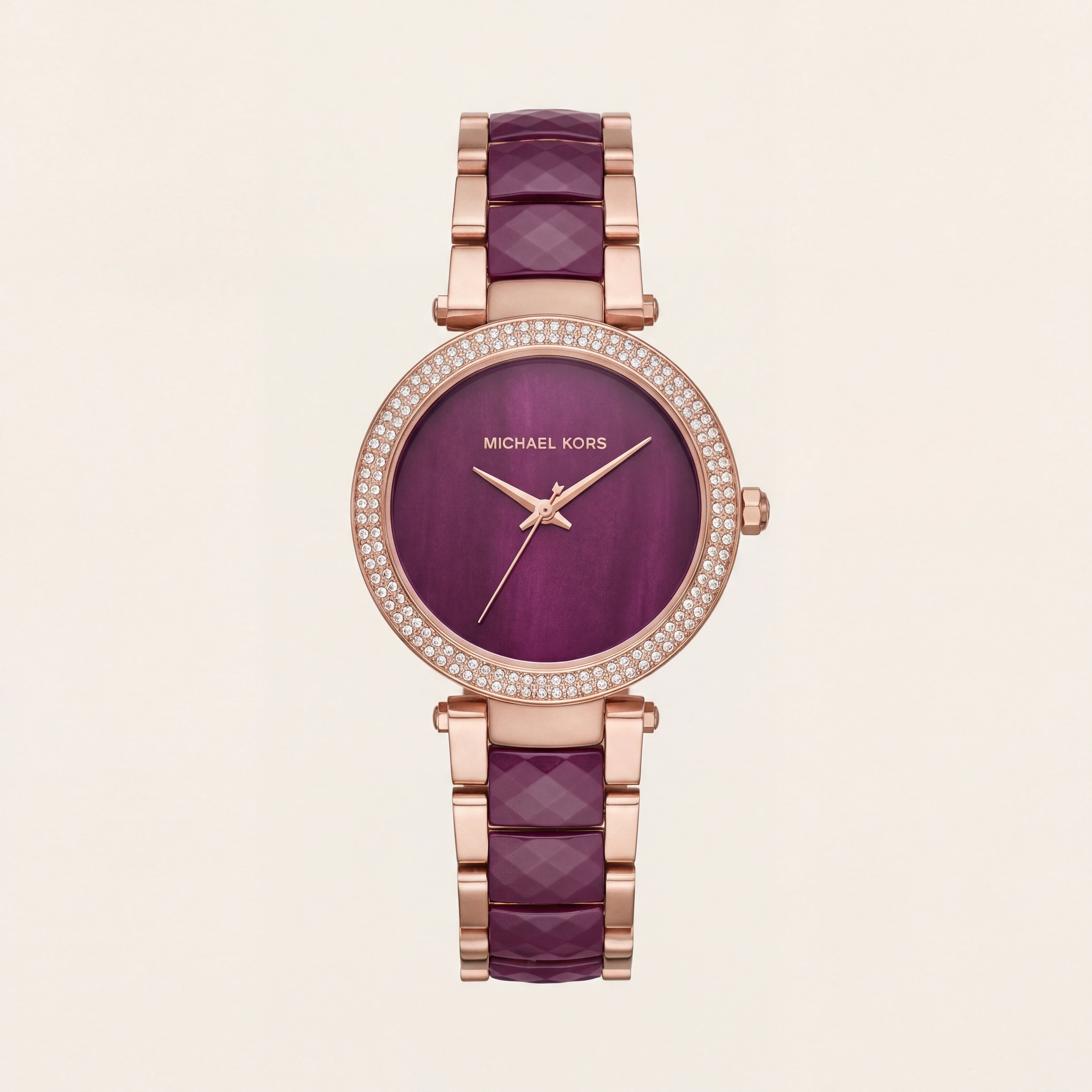 Royal Plum Crystal Watch – Rose Gold Glam Edition