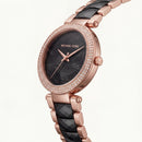 Midnight Pearl Crystal Watch – Rose Black Luxe Edition