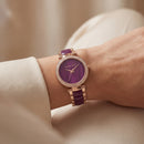 Royal Plum Crystal Watch – Rose Gold Glam Edition