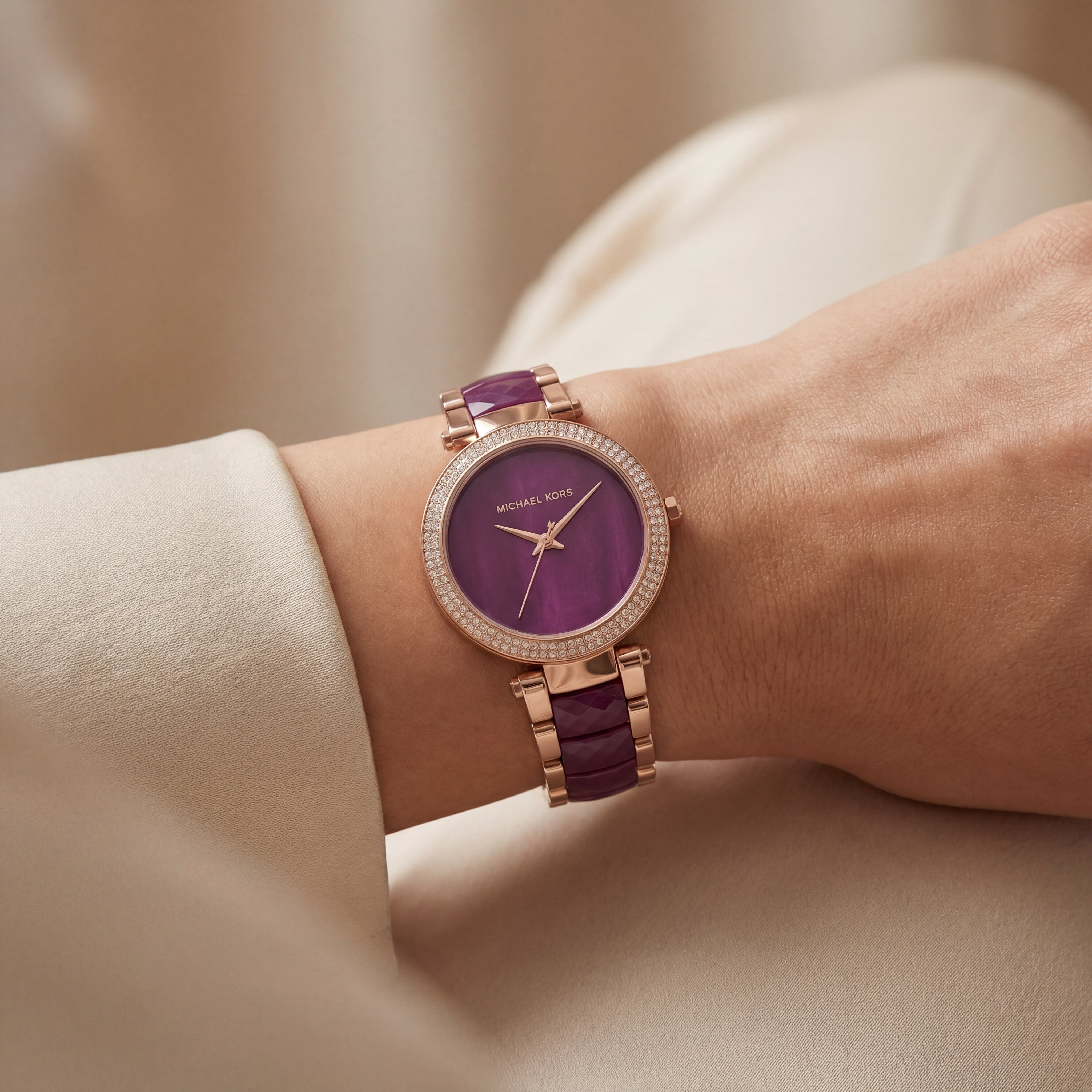 Royal Plum Crystal Watch – Rose Gold Glam Edition