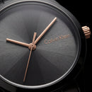 Black Steel Minimal Watch – Rose Accent Modern Edition