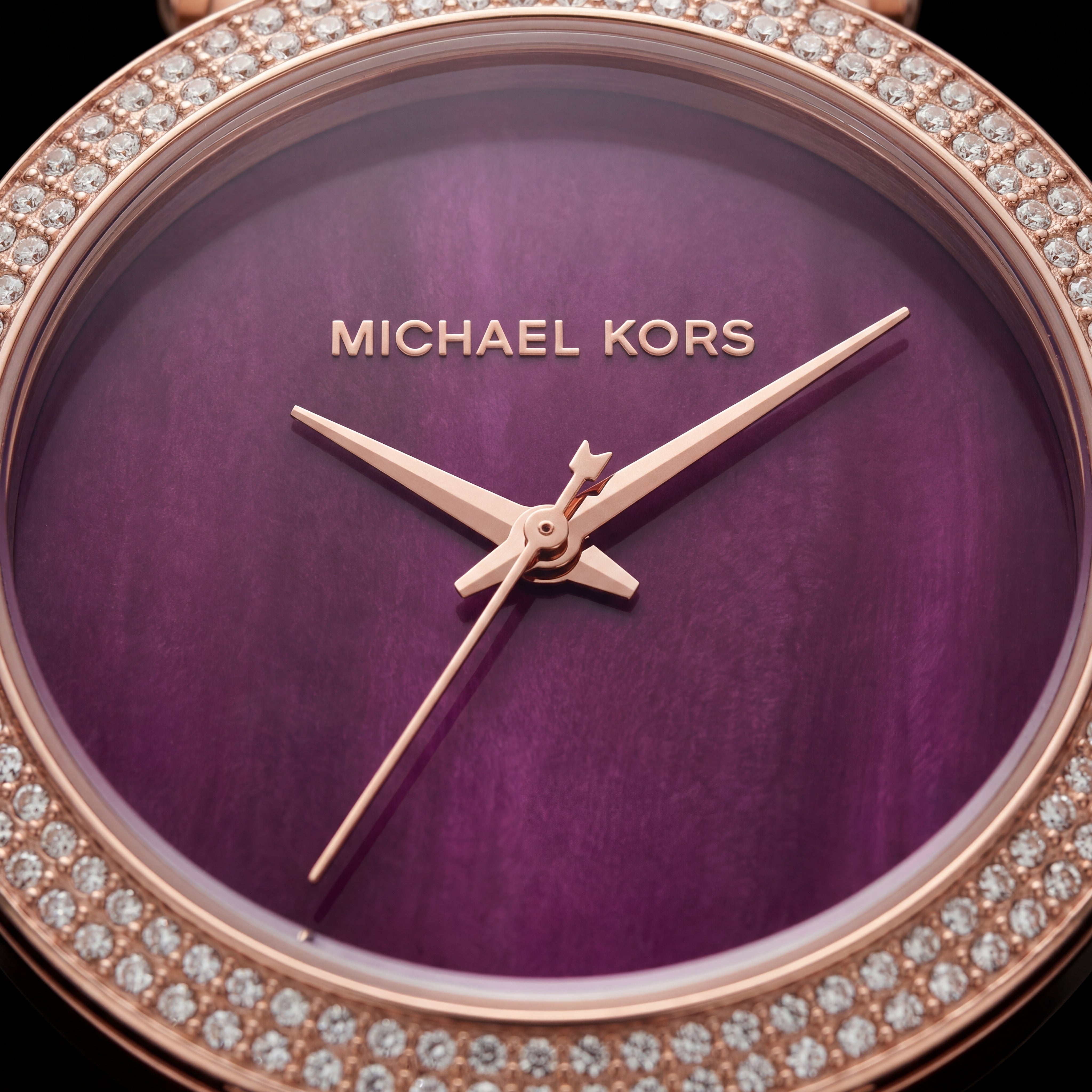 Royal Plum Crystal Watch – Rose Gold Glam Edition