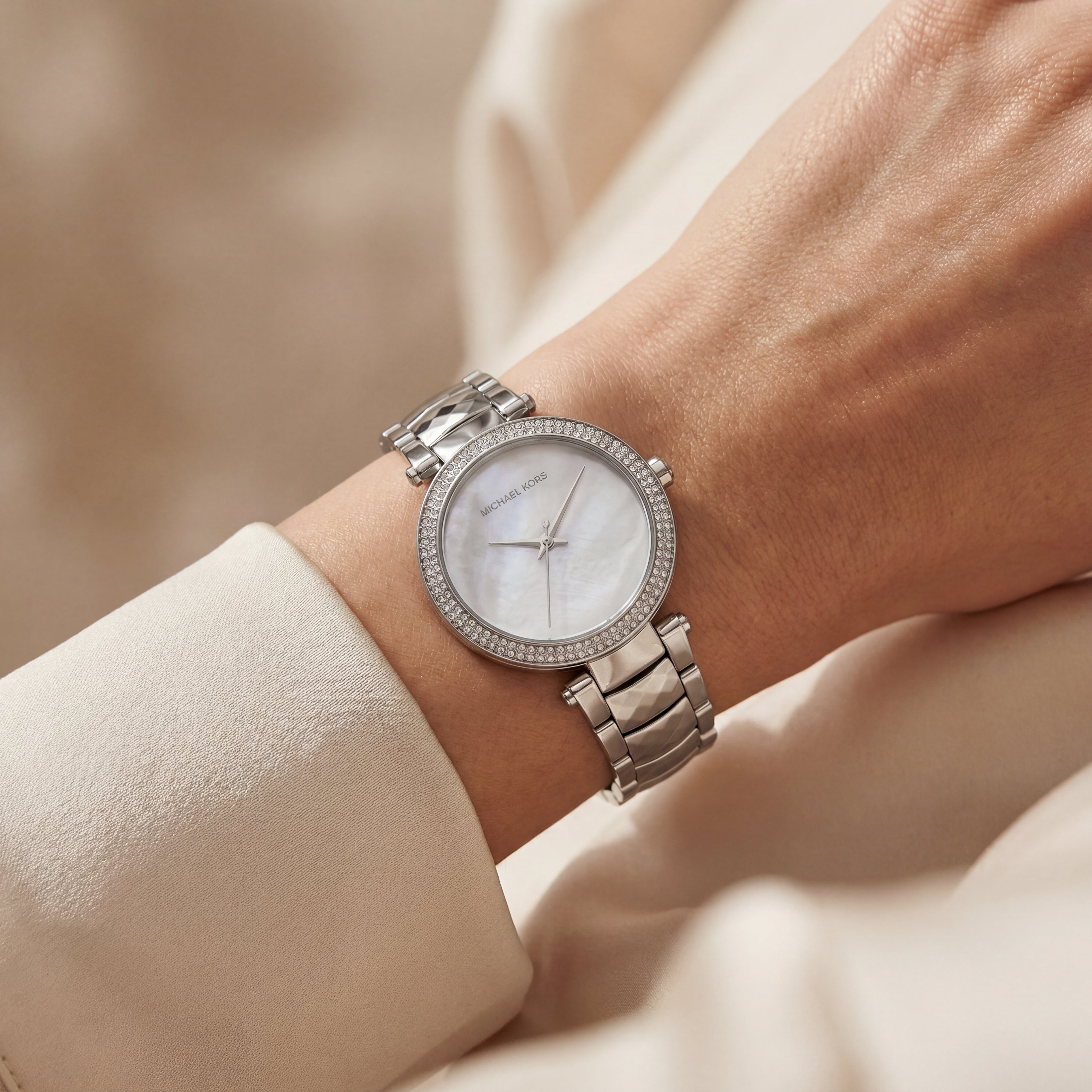 Silver Pearl Crystal Watch – Icy Luxe Edition
