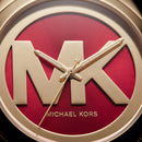 Bold Red Logo Watch – Gold Statement Edition