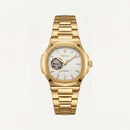 Gold Ivory Dial Open-Heart Automatic Steel Watch