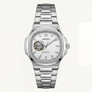 Silver Ivory Dial Open-Heart Automatic Steel Watch
