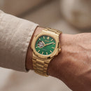Gold Green Dial Open-Heart Automatic Steel Watch