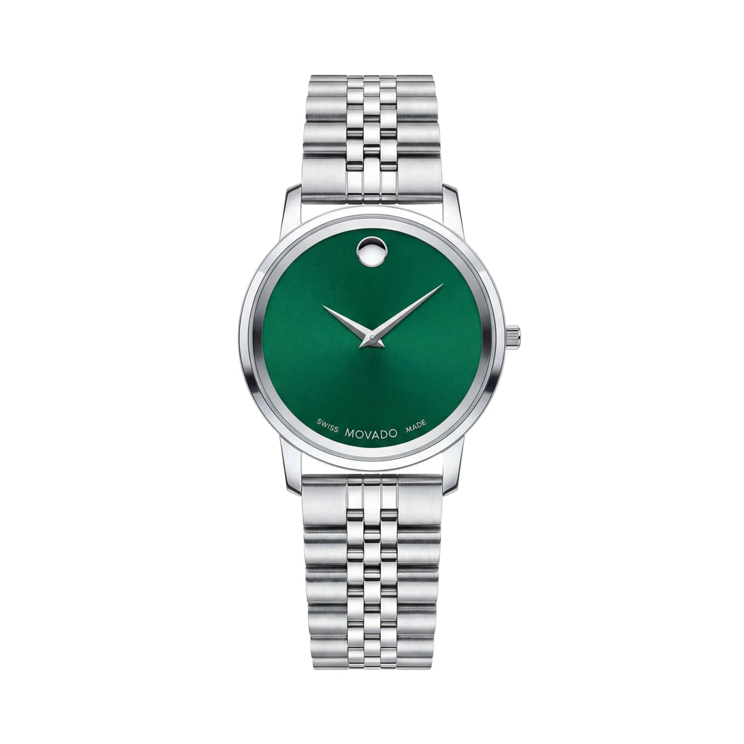 Silver Green Minimal Dial Stainless Steel Watch
