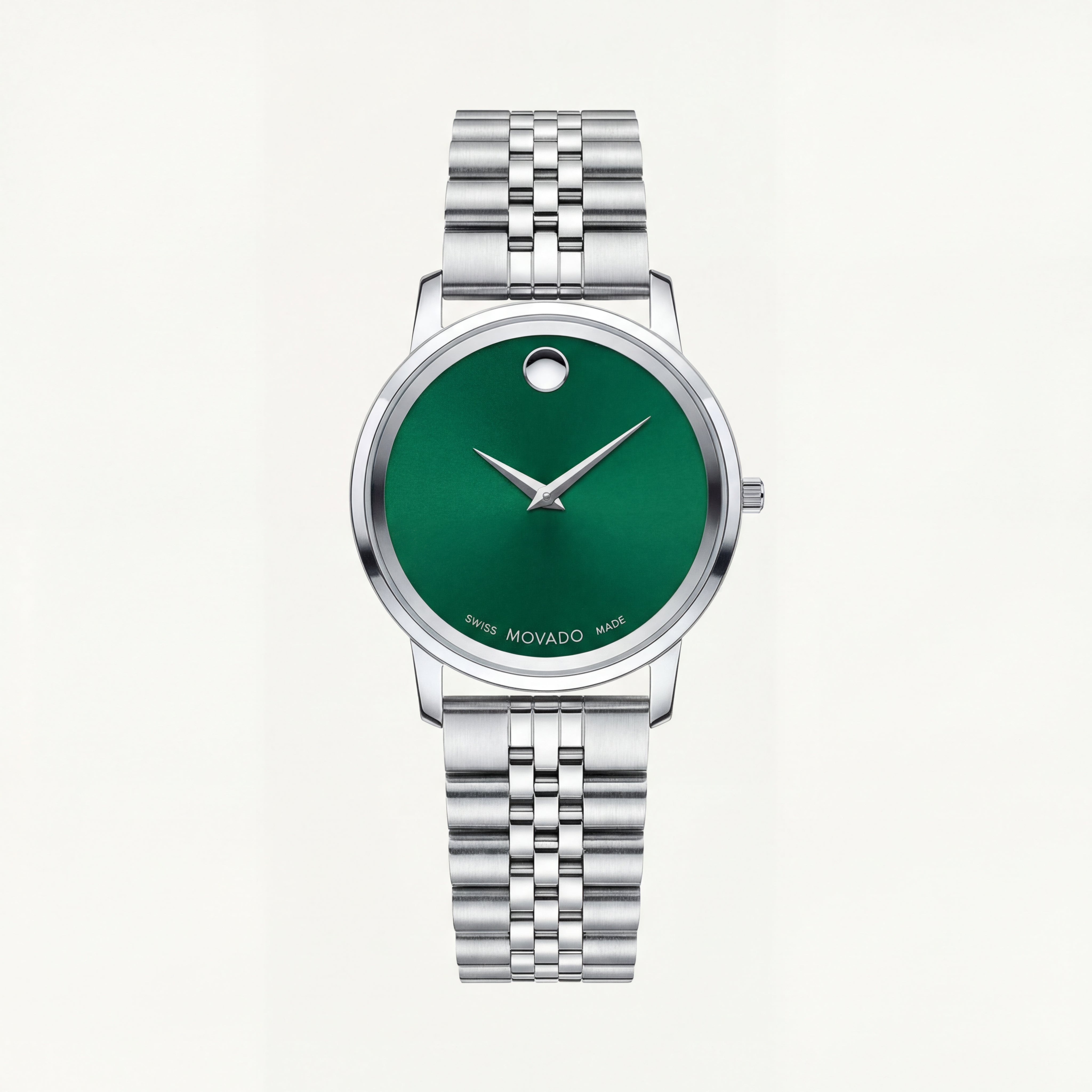 Silver Green Minimal Dial Stainless Steel Watch