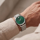 Silver Green Minimal Dial Stainless Steel Watch