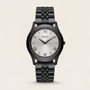Black Steel Silver Dial Classic Quartz Watch