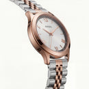 Two-Tone Rose Gold Silver Dial Classic Quartz Watch
