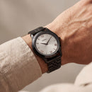 Black Steel Silver Dial Classic Quartz Watch