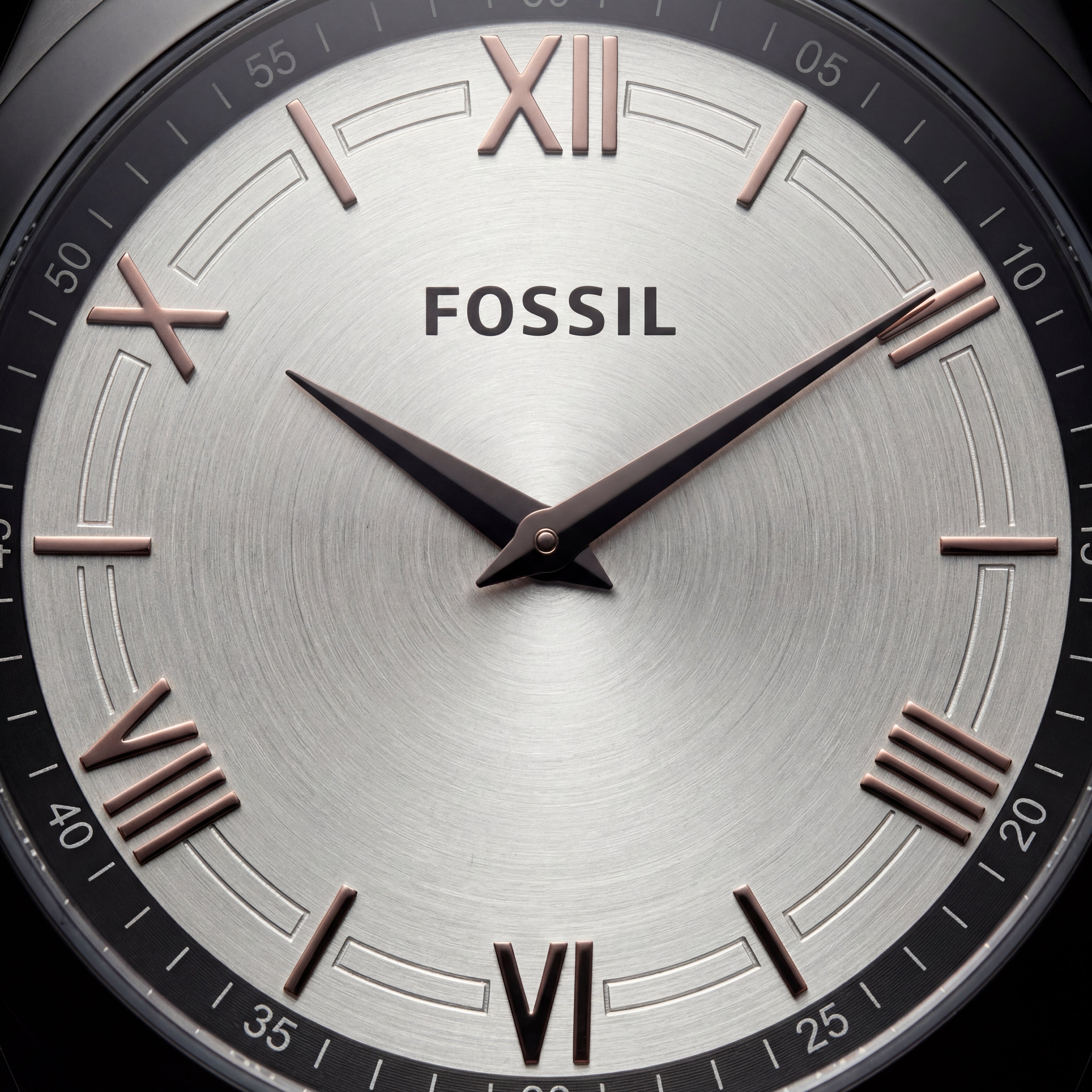 Black Steel Silver Dial Classic Quartz Watch